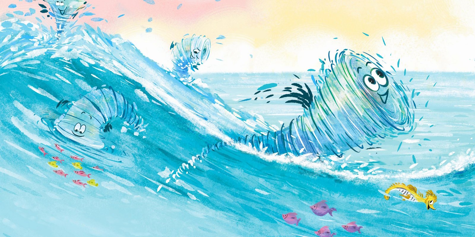 Eddy the Whirlpool playing with his friends in the waves